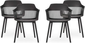 English Elm Christopher Knight Home® - DAHLIA Modern Outdoor Dining Chair Set of 4 – Weather-Resistant Polypropylene Resin, Sleek Curved Design Black 32 L x 24 W x 23.75 H N776P243705B