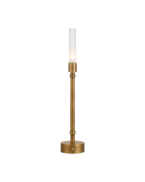Currey & Company Paseo Brass Cordless Table Lamp - Sleek Candelabra Design With Rechargeable Base For Versatile Lighting Gold Metal ,Glass 6700-0013-currey-company