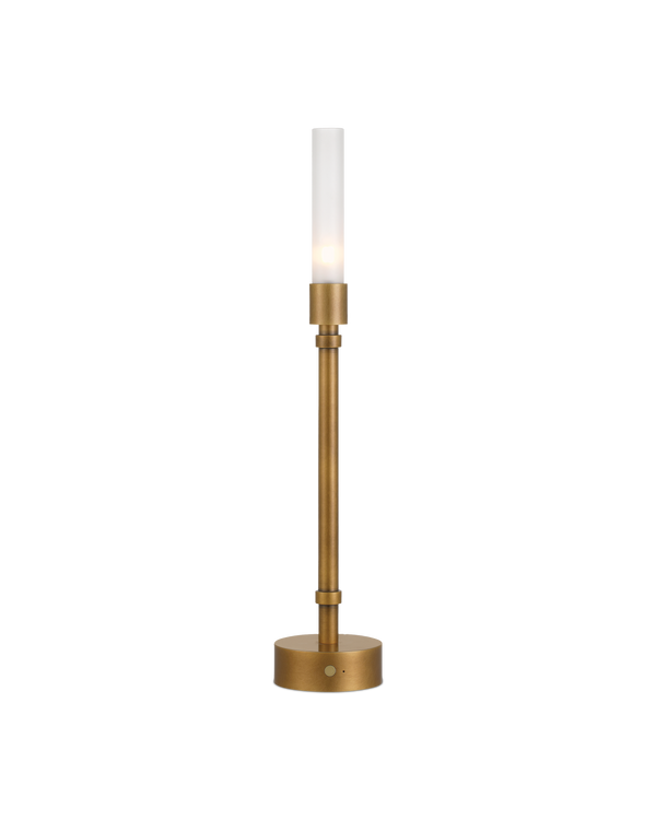 Currey & Company Paseo Brass Cordless Table Lamp - Sleek Candelabra Design With Rechargeable Base For Versatile Lighting Gold Metal ,Glass 6700-0013-currey-company