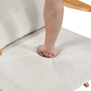 English Elm Mid-Century modern accent chair with solid rubberwood frame, chenille upholstery, plush seat comfort Beige,Natural 45 L x 25.5 W x 14.5 H B011P347875