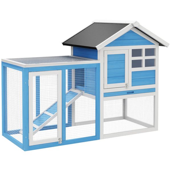 English Elm Pawhut Fir Wood Rabbit Hutch with Weatherproof Roof Floorless Run and Pull Out Tray W2225P229285