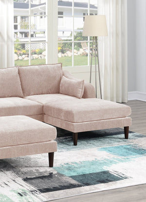 English Elm Contemporary 5-Piece Modular Sectional Sofa Set in Blush Morgan Fabric — Plush, Versatile L-Shaped Design Pink 33 L x 27 W x 14 H B011S01578