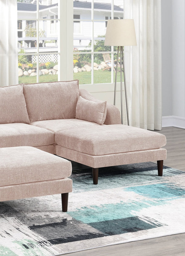 English Elm Contemporary 5-Piece Modular Sectional Sofa Set in Blush Morgan Fabric — Plush, Versatile L-Shaped Design Pink 33 L x 27 W x 14 H B011S01578