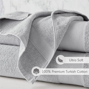 JLA Home Comfort Spaces - 500GSM Plush 6pc Towel Set Crafted from 100% Turkish Cotton for Spa Softness, Quick-Dry, Oeko-Tex Safe Light Grey AM73-0230