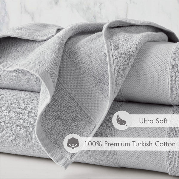 JLA Home Comfort Spaces - 500GSM Plush 6pc Towel Set Crafted from 100% Turkish Cotton for Spa Softness, Quick-Dry, Oeko-Tex Safe Light Grey AM73-0230
