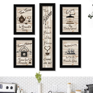 English Elm "kitchen Friendship Five Piece Framed Vignette Culinary Wall Art for Dining Rooms B06787803