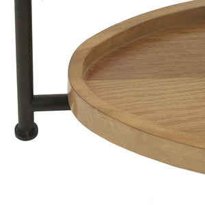 JLA Home Madison Park - 2-Tier Oval Coffee Table with White Top and Natural Wood Shelf, Metal Legs, 75 lb Capacity, Modern Storage Design MP120-1097