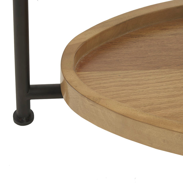 JLA Home Madison Park - 2-Tier Oval Coffee Table with White Top and Natural Wood Shelf, Metal Legs, 75 lb Capacity, Modern Storage Design MP120-1097