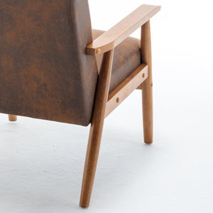 English Elm 25.38'' 25.38" Wide Classic Mid-Century Modern Arm Chair with Solid Wood Arms, Plush Foam & Microfiber Finish Light Brown B2735P271017