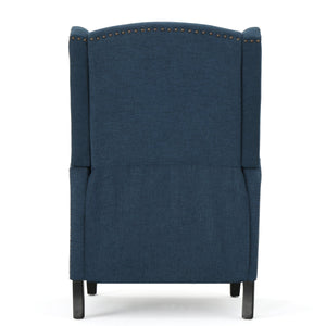 English Elm Christopher Knight Home® - Pushback Recliner Chair with Nailhead Trim and Wingback Design, Plush Fabric Comfort for Living Rooms Navy Blue 60760.00DBL