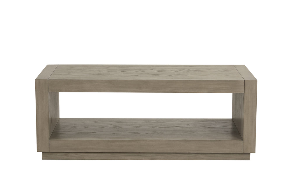English Elm Rectangle Modern Coffee Table with Plinth Base and Open Shelf, Medium Wood Finish, Stylish Living Room Centerpiece Natural 48 L x 28 W x 12 H B2741P395383