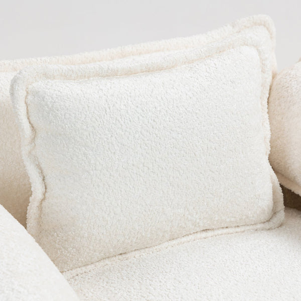 English Elm 55.32*39.76" Boucle Single Sofa with Ottoman, Wide Deep Cushion, Wrapped Arms, Storage Pockets, Cozy Contemporary Appeal Beige W2715P269740