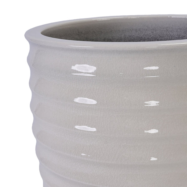 English Elm Ceramic Modern Planter - Elegant Milk White Flowerpot For Indoor & Outdoor Gardens, 21.46Cm W3273P326362
