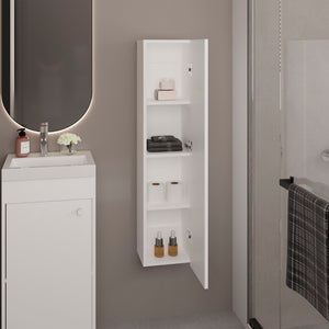English Elm Tall Slim Wall Mounted Bathroom Organizer with Four Open Shelves for Compact Spaces B070P440887