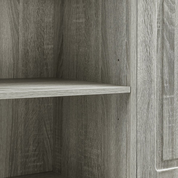 English Elm Tall Storage Cabinet with Flip-Out Basket, Adjustable Shelves & Aluminum Handles for Organized Living Oak N725P322739L