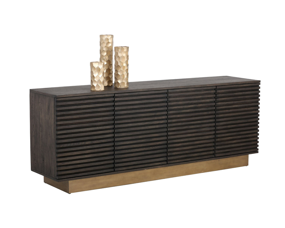 Sunpan Paris Sideboard - Elegant Antique Brass Base, Distressed Finish & Ample Storage for Dining Spaces