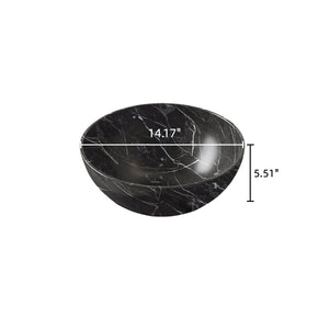 English Elm 14'' Matte Black Ceramic Bathroom Bowl Sink with Stone Pattern, Durable Stain-Resistant Surface, No Faucet (18.9x18.9x11.02) W2615P322667