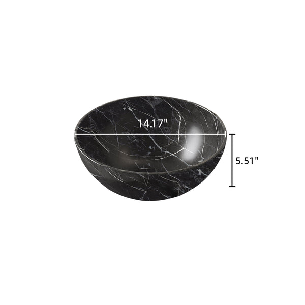 English Elm 14'' Matte Black Ceramic Bathroom Bowl Sink with Stone Pattern, Durable Stain-Resistant Surface, No Faucet (18.9x18.9x11.02) W2615P322667