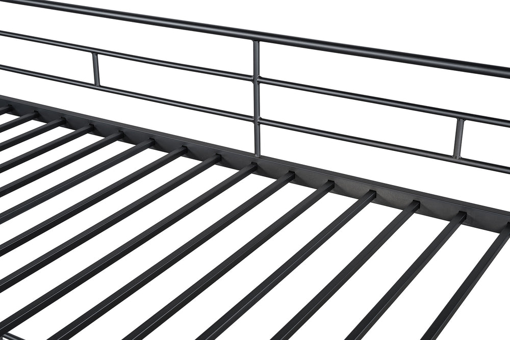 English Elm Twin Modern Loft Bed with Built-In Ladder for Space-Saving Study, Storage or Play Area, Metal Frame Black 81 L x 14 W x 8 H B2741P348863