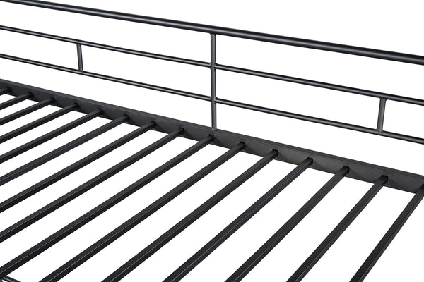 English Elm Twin Modern Loft Bed with Built-In Ladder for Space-Saving Study, Storage or Play Area, Metal Frame Black 81 L x 14 W x 8 H B2741P348863