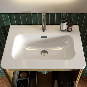 English Elm BB0424Y301, Glossy White Ceramic Integrated Sink – Durable Seamless Design, Easy-Clean Elegant Basin (97) W1865128405