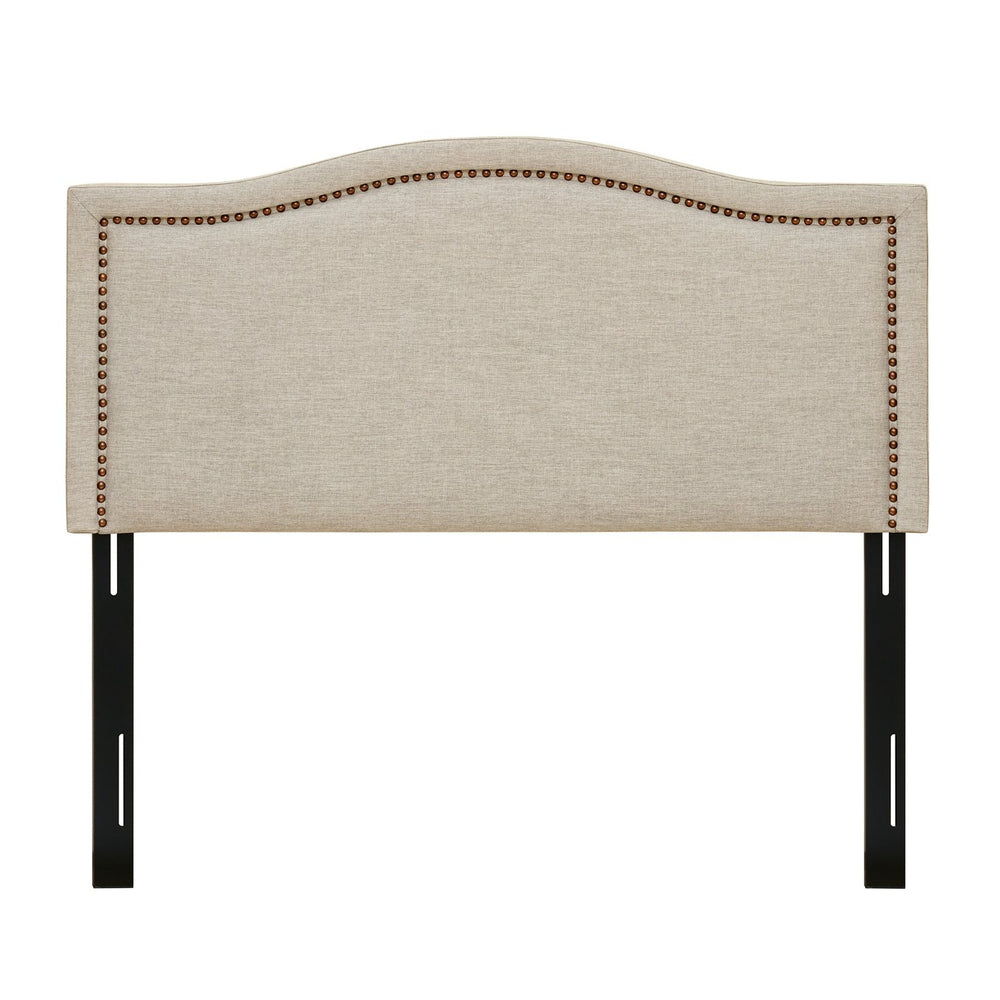 JLA Home Madison Park - Upholstery Nadine Panel Headboard with Copper Nailhead Trim, Adjustable Metal Legs, Sturdy Plywood Finish 63.75 L x 3.5 W x 52.5H MP116-0353