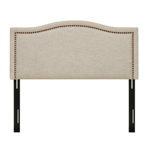 JLA Home Madison Park - Upholstery Nadine Panel Headboard with Copper Nailhead Trim, Adjustable Metal Legs, Sturdy Plywood Finish 79.75 L x 3.5 W x 52.5H MP116-0354