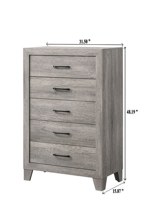 English Elm 1pc Contemporary Tall Chest with Faux Marble Top and Four Drawers for Elegant Bedroom Storage Gray 35.04 L x 19.29 W x 47.83 H B2741P334815