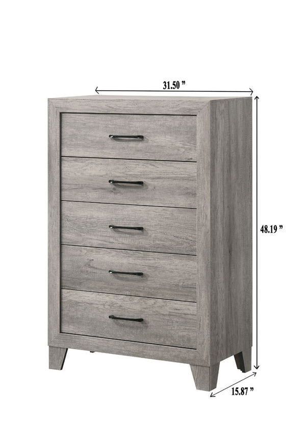 English Elm 1pc Contemporary Tall Chest with Faux Marble Top and Four Drawers for Elegant Bedroom Storage Gray 35.04 L x 19.29 W x 47.83 H B2741P334815