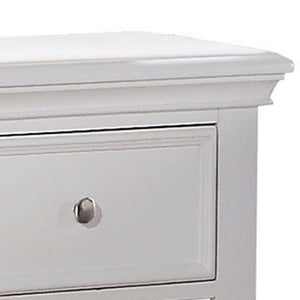 English Elm White Transitional Nightstand with Drawer and Bottom Shelf, Pine Construction, Bright White Finish for Versatile Bedroom Styling B062P186501