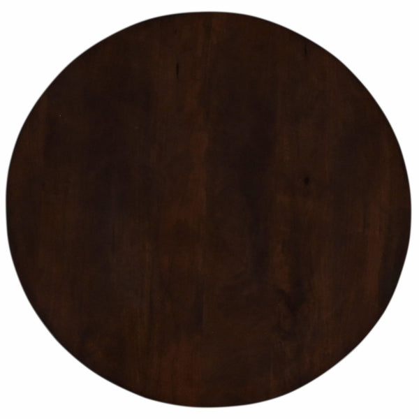 English Elm Living 31 in. Round Mango Wood Coffee Table with Sculptural Pedestal Base, Walnut Finish, Statement Piece B011S01183