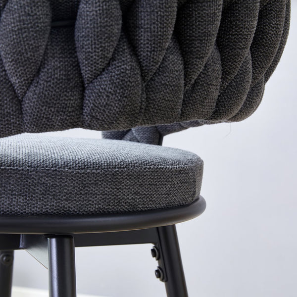 English Elm 4-piece Swivel Bar Stools Set 360° Rotating Linen-Cotton Seats, Heavy-Duty 300lb Frame, Dark Gray W2920S00059