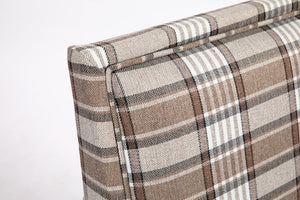 English Elm Upholstered Vintage Armchair with Striped Linen Look, Nailhead Trim, High-Density Foam Comfort Coffee W2530P174776