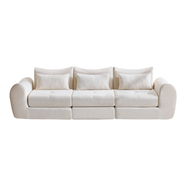 English Elm Modular Cloud Sectional Sofa Bed with Flannelette Upholstery for Flexible Living White W1829S00073