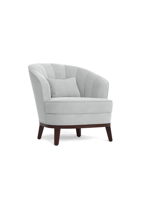 English Elm 1pc Barrel Accent Chair Channel-tufted Velvet Upholstery Mid-century Bedroom Lounge Seat Light Gray B011P479015