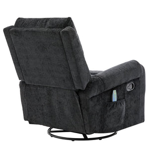 English Elm Manual Recliner Swivel Rocker Massage Chair Chenille Nursery and Living Room Seat Black N763P347287B