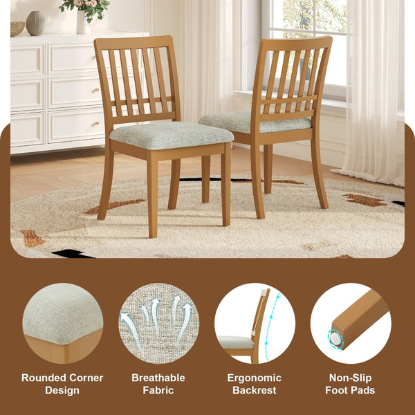 English Elm 2-piece Scandinavian Rubberwood Dining Chair Set with Curved Backrest and Padded Fabric Seat Light Brown N752P405934A