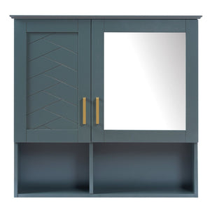 English Elm 2-in-1 Matte Wall Mounted Medicine Cabinet Soft Close Mirror Storage for Bathroom Vanity Blue N710P389456C