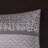 Madison Park Rhapsody Transitional 6 Piece Reversible Jacquard Quilt Set with Throw Pillows MP13-3400 Grey/Taupe