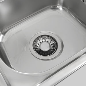 English Elm K&K Outdoor Kitchen Island with 304 Sink, Thick Stainless Top, Spice Rack, Trash Holder, Locking Wheels, BBQ Prep Station N707P270780B