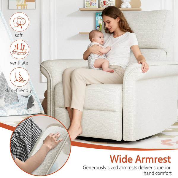 English Elm Power Power Swivel Rocker Recliner Chair with Wide Armrests, Dual USB Charging Ports, Compact Comfort Gray W1028S00054