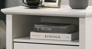 English Elm Elara 2-Drawer Nightstand with USB-A & USB-C Charging, Open Shelf, Modern Metal Pulls, Durable Design White B061P360306