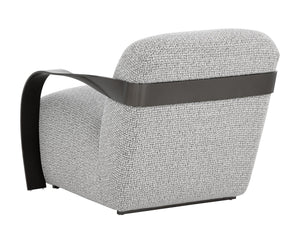 Sunpan Sonesta Lounge Chair - Sculptural Mid-century Design With Twisted Brass Arms In Haute Cobblestone Black Fabric 111577