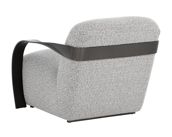 Sunpan Sonesta Lounge Chair - Sculptural Mid-century Design With Twisted Brass Arms In Haute Cobblestone Black Fabric 111577