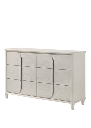 English Elm Laveda Pearl Finish Dresser with Six Spacious Drawers, Hidden Jewelry Tray, Durable Modern Design White 66 L x 21 W x 38 H B2726P269277