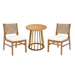 English Elm Outdoor Acacia Wood Bistro Set with Handwoven Wicker Chairs for Patio Dining N773OD00088T