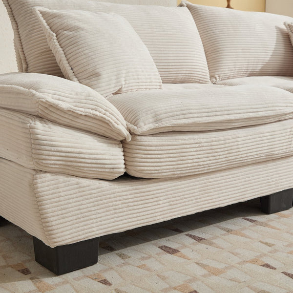 English Elm Corduroy Stylish Sleeper Sofa Loveseat with Dual-Layer Cushions & Two Support Pillows, Sturdy Frame Beige W676P184129