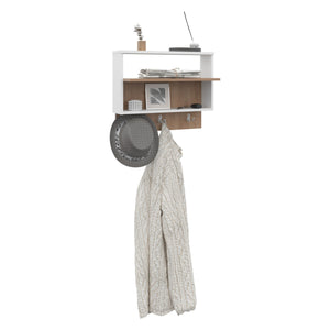 English Elm Wall Shelf with 2 Shelves White/Natural Oak - Engineered Wood Display Storage for Books & Decor B097P369430