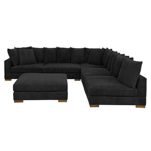 English Elm Large Corduroy Modular Sectional Sofa Sleeper with Ribbed Texture for Open Living Black B2748S00013