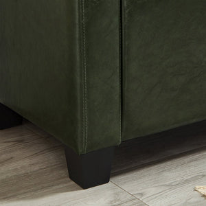 English Elm 48" Storage Ottoman Bench with Tufted Faux Leather Upholstery, Solid Wood Frame & 300lb Capacity Dark Green W1097P338777